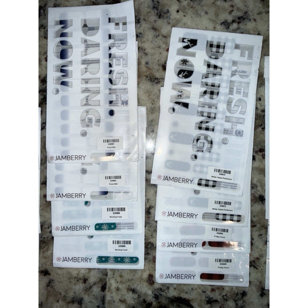 Lot 24 Jamberry Nail Wraps Retired Holiday Glitter Plaid NIP Mixed Designs - Picture 4 of 5